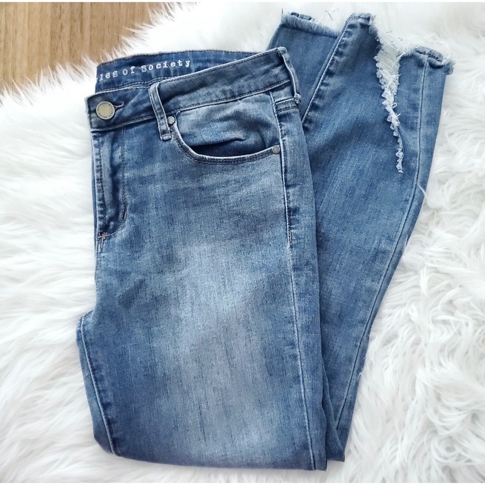 Medium Wash Distressed Ankle Skinny Jeans Size 28